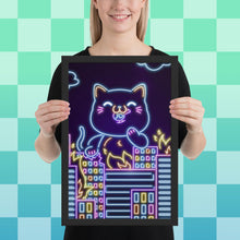 Load image into Gallery viewer, Neon Cat City Framed poster