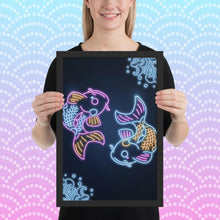 Load image into Gallery viewer, Neon retro Carp Koi Framed poster