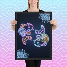 Load image into Gallery viewer, Neon retro Carp Koi Framed poster