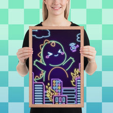 Load image into Gallery viewer, Neon Dino City Framed poster