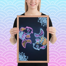 Load image into Gallery viewer, Neon retro Carp Koi Framed poster