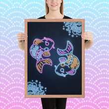 Load image into Gallery viewer, Neon retro Carp Koi Framed poster