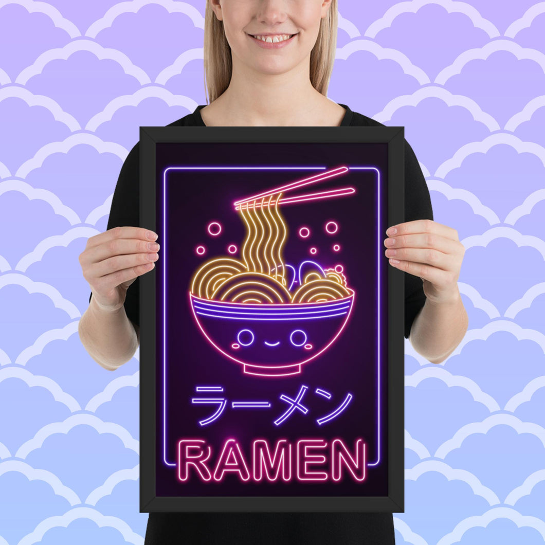 Neon Ramen - Framed poster