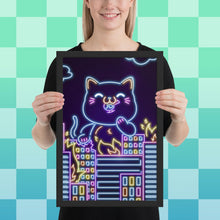 Load image into Gallery viewer, Neon Cat City Framed poster
