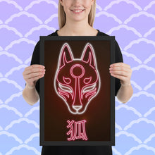 Load image into Gallery viewer, Neon Kitsune Mask Framed poster
