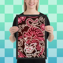 Load image into Gallery viewer, Neon Red &amp; White Tiger Framed poster
