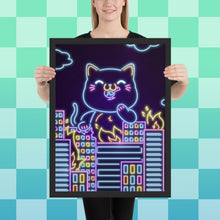 Load image into Gallery viewer, Neon Cat City Framed poster
