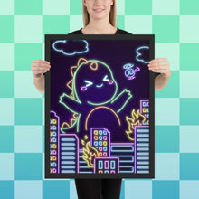 Load image into Gallery viewer, Neon Dino City Framed poster
