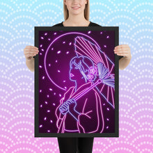 Load image into Gallery viewer, Neon umbrella girl Framed poster
