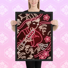 Load image into Gallery viewer, Neon Red &amp; White Samurai Framed poster
