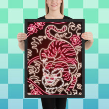 Load image into Gallery viewer, Neon Red &amp; White Tiger Framed poster
