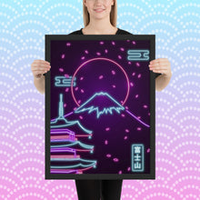 Load image into Gallery viewer, Neon Retro Mount Fuji Framed poster
