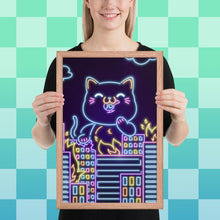 Load image into Gallery viewer, Neon Cat City Framed poster
