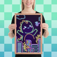 Load image into Gallery viewer, Neon Dino City Framed poster
