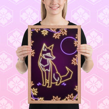 Load image into Gallery viewer, Neon origami Fox Framed poster
