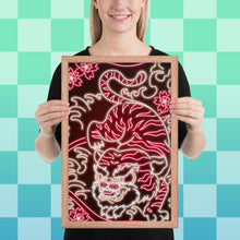 Load image into Gallery viewer, Neon Red &amp; White Tiger Framed poster
