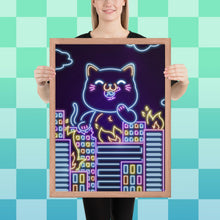 Load image into Gallery viewer, Neon Cat City Framed poster
