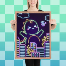 Load image into Gallery viewer, Neon Dino City Framed poster
