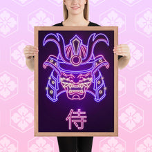 Load image into Gallery viewer, Neon Samurai Mask Framed poster
