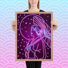 Load image into Gallery viewer, Neon umbrella girl Framed poster
