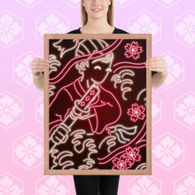 Load image into Gallery viewer, Neon Red &amp; White Samurai Framed poster
