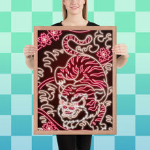 Load image into Gallery viewer, Neon Red &amp; White Tiger Framed poster
